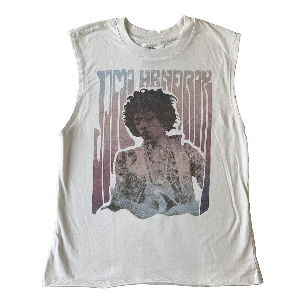 Authentic Hendrix Men Tank Top S White Graphic Print Jimi Hendrix Sleeveless